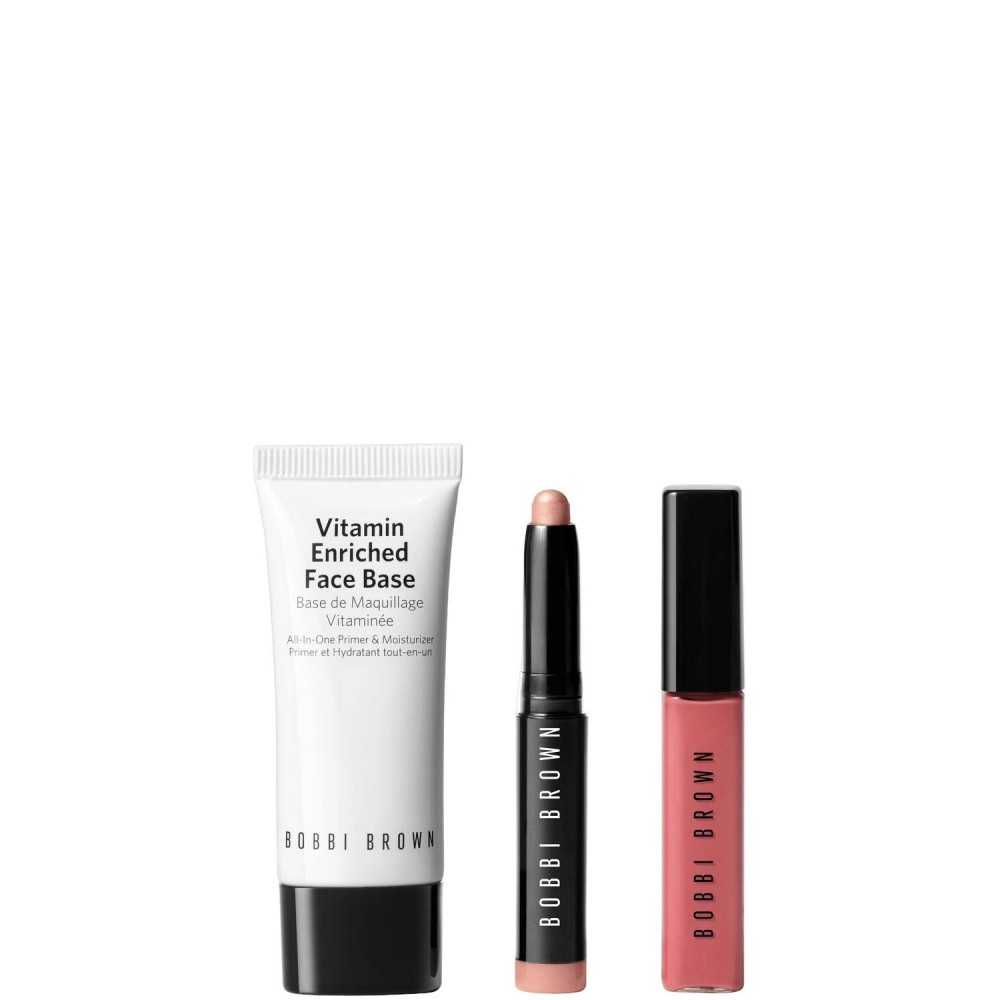 Bobbi Brown Vitamin Enriched Face Base + Ombretto Long-Wear Cream Shadow Stick Golden Pink + Crushed Oil-Infused New Romantic 