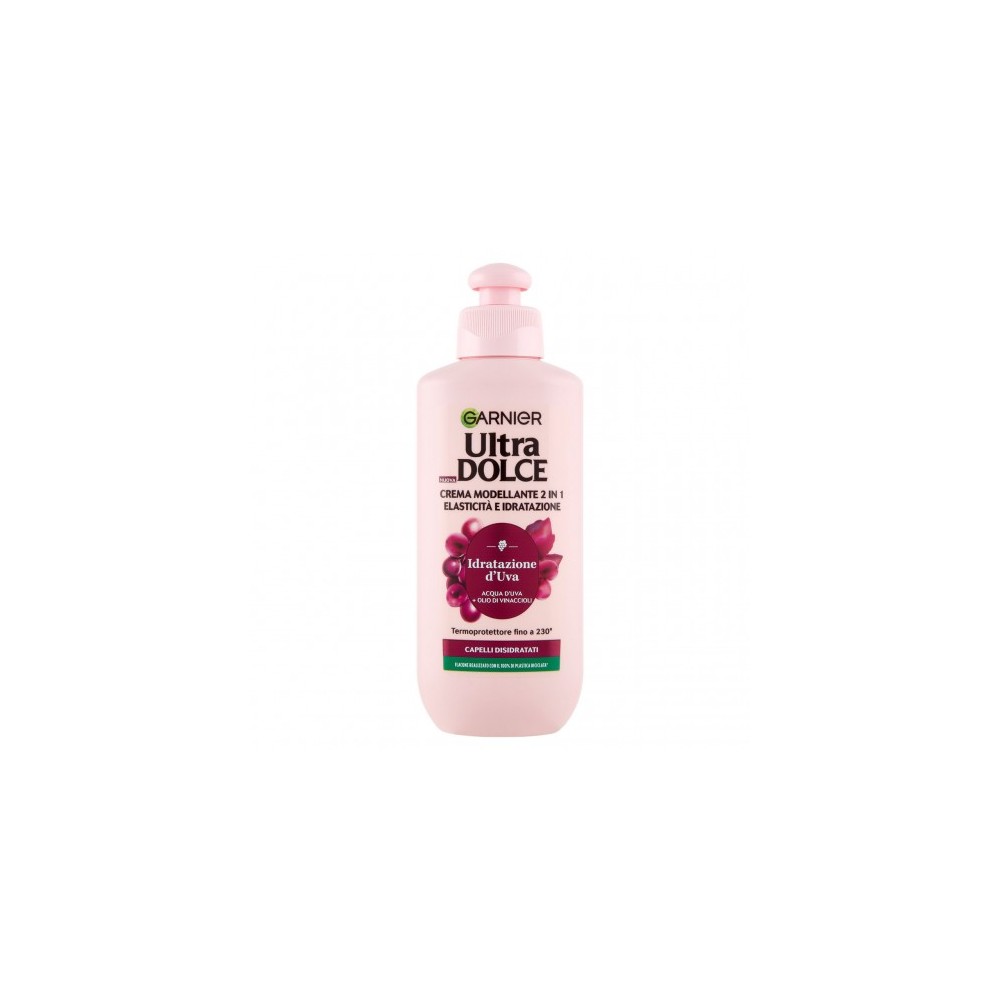 Garnier Ultra Dolce Idratazione D'uva - Crema Modellante 2 in 1 per Elasticità e Idratazione 200 ml 