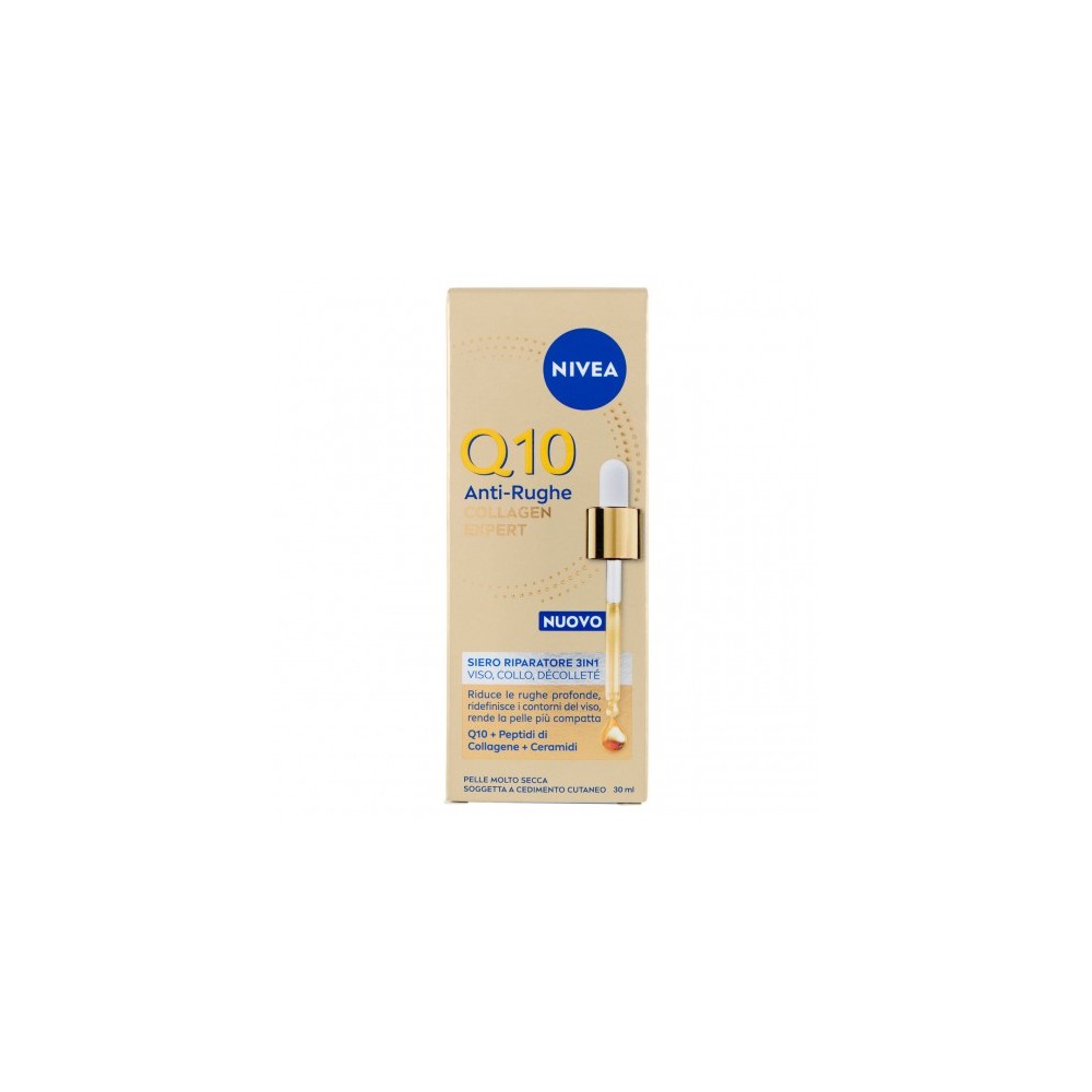 Nivea Q10 Anti-Rughe Collagen Expert - Siero Riparatore 3in1 Viso Collo e Decollete 30 ml 