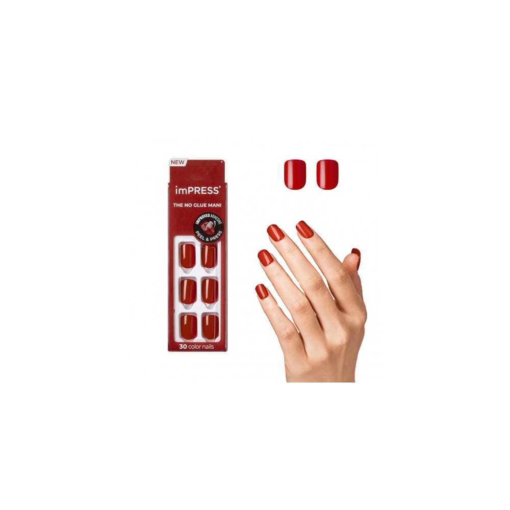 Kiss Impress The No glue Mani - 30 Unghie Corte - Reddy Or Not 