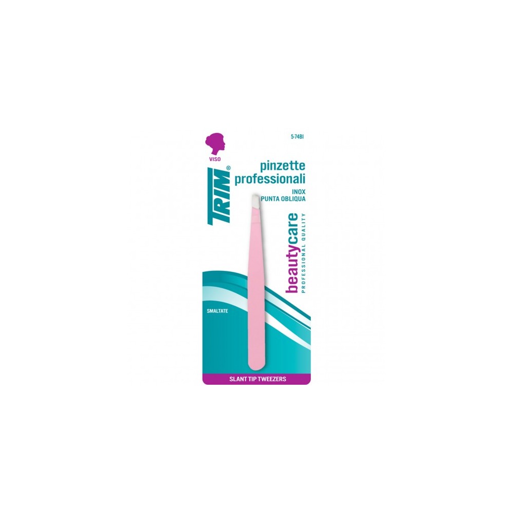 Trim 5-74 Bi Rosa - Pinzetta smaltata con punta obliqua 