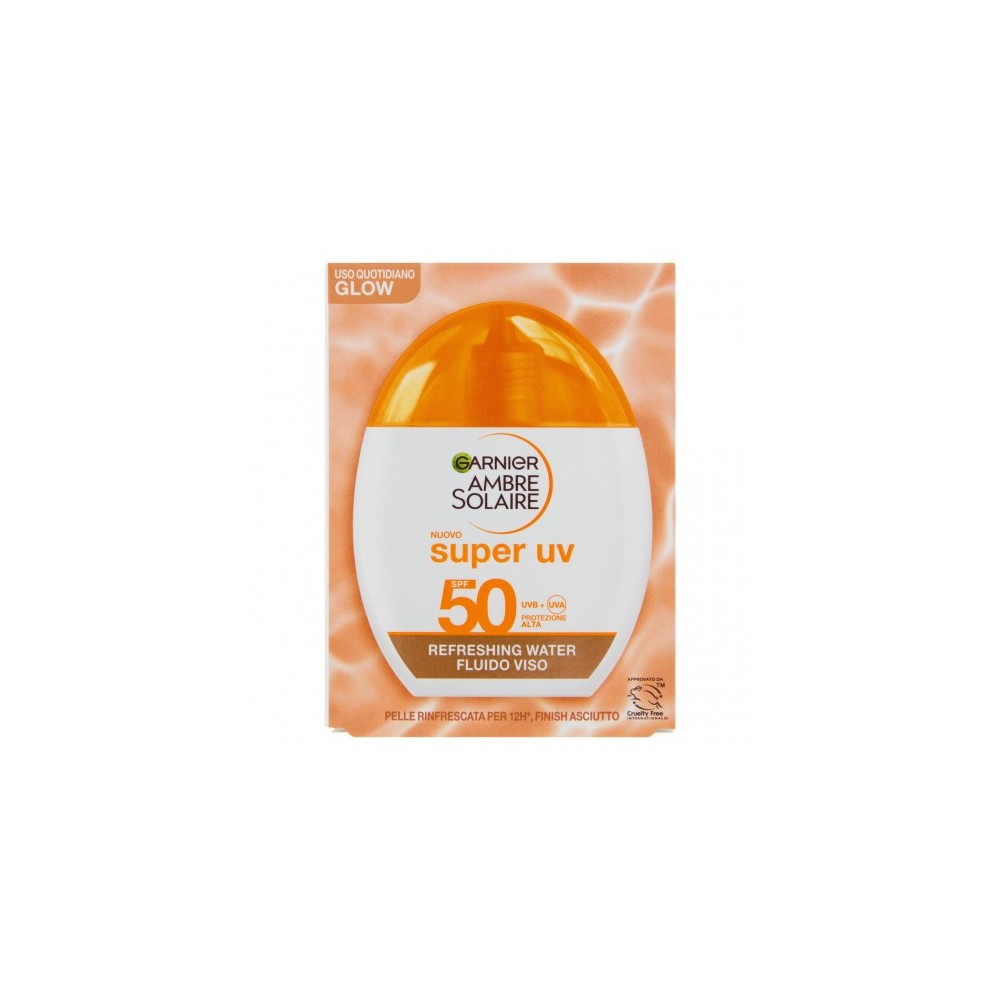 Garnier Crema Solare Viso 50 SPF Super Uv Refreshing Water Fluido Viso 40 ml 