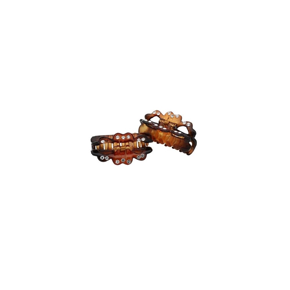 Ib Fashion Hair 358m - 2 Pinze Tartaruga con Strass Scintillanti 