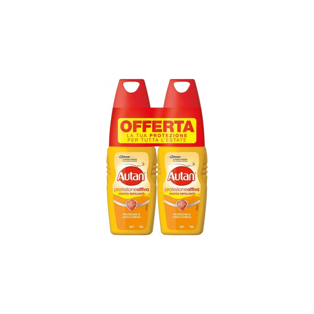 Autan Active Vapo Bipacco - Spray Insetto Repellente e Antizanzare Lunga Durata 2 x 100 ml 