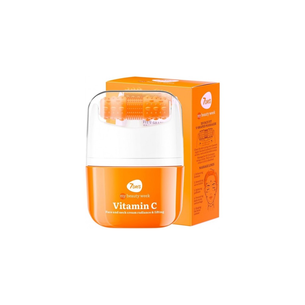 7Days Vitamin C - Crema Viso e Collo Antirughe Coreana alla Vitamina C con Rullo Massaggiante 40 ml 