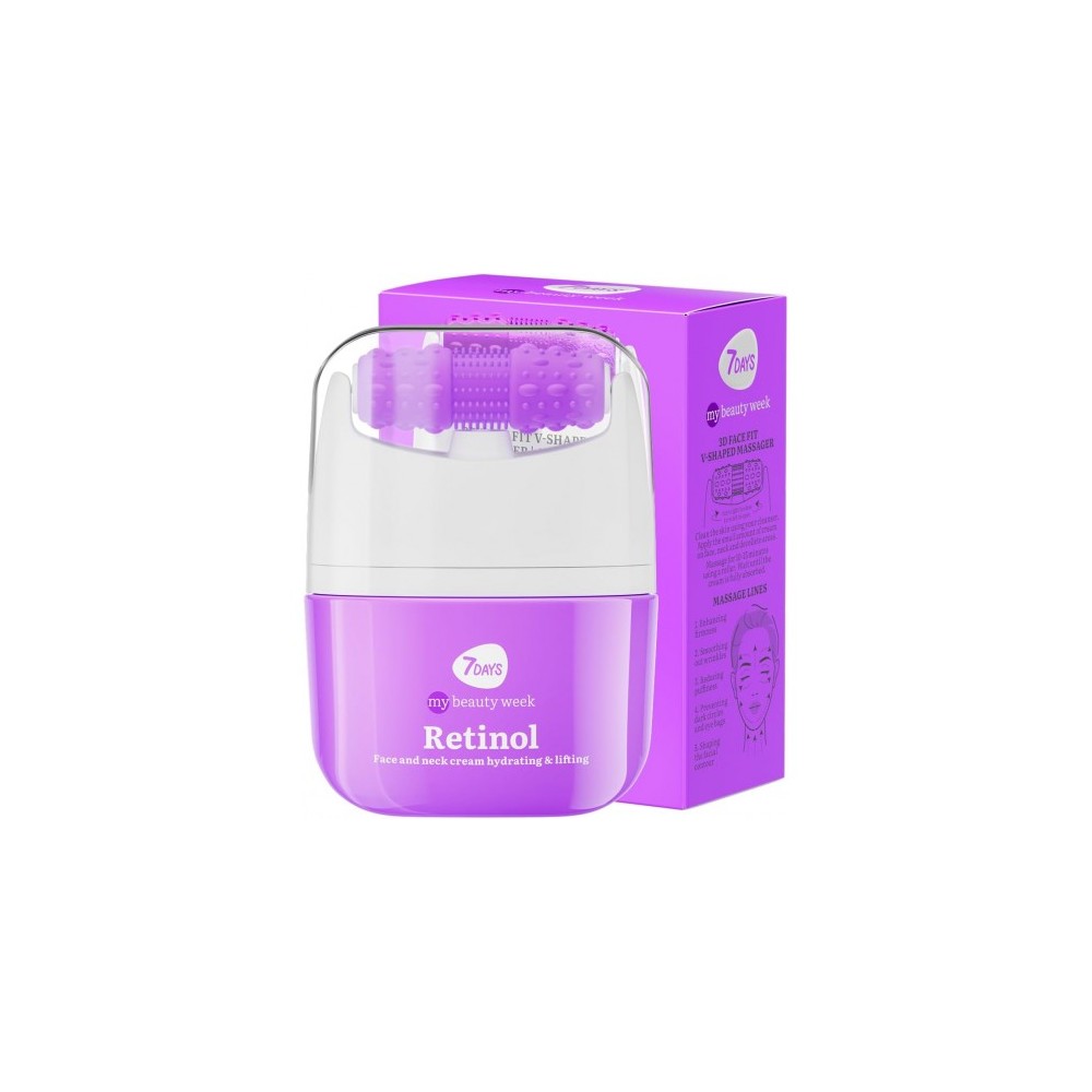 7Days Retinol - Crema Viso e Collo Coreana Antirughe al Retinolo con Rullo Massaggiante 40 ml 