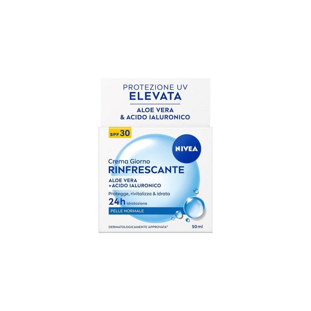 Nivea Crema Giorno Rinfrescante Idratante SPF 30 con Aloe Vera e Acido Ialuronico per Pelle Normale 50 ml 