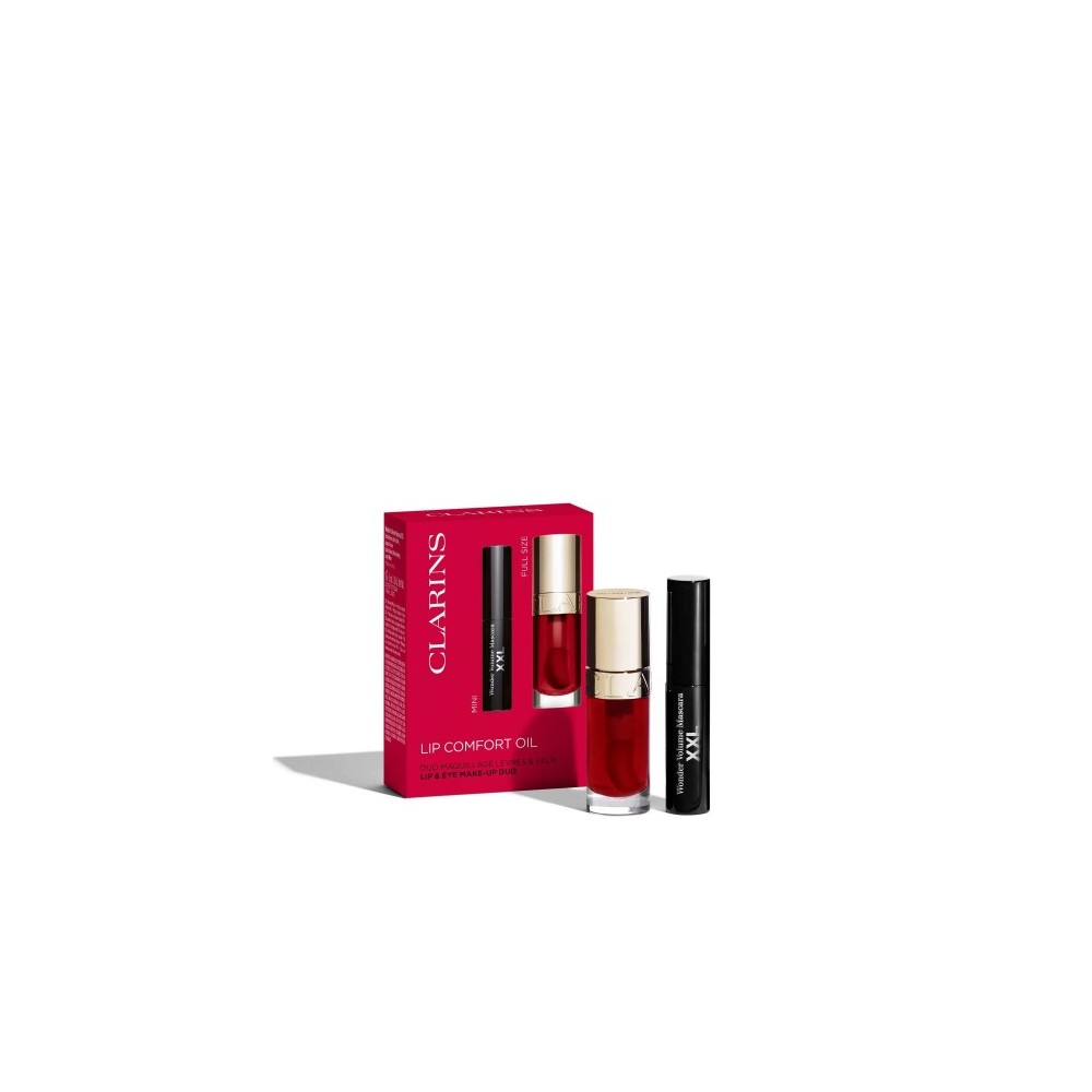 Clarins Lip & Eye Make-Up Duo - Lip Comfort Oil N. 03 Cherry + Mini Mascara Wonder Volume Xxl Black 