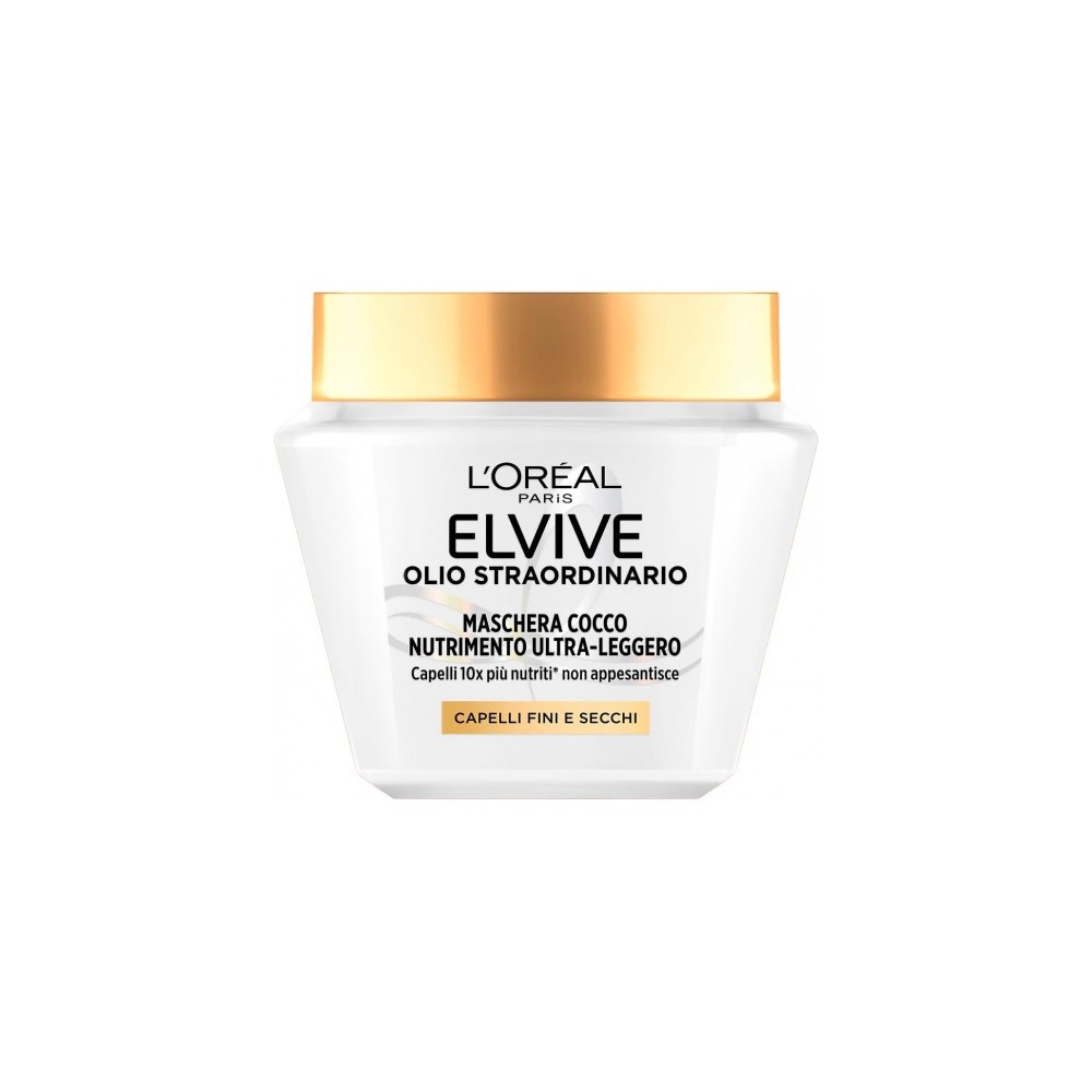 L'Oreal Paris Elvive Olio Straordinario - Maschera Cocco Nutrimento Ultra-Leggero 300 Ml 