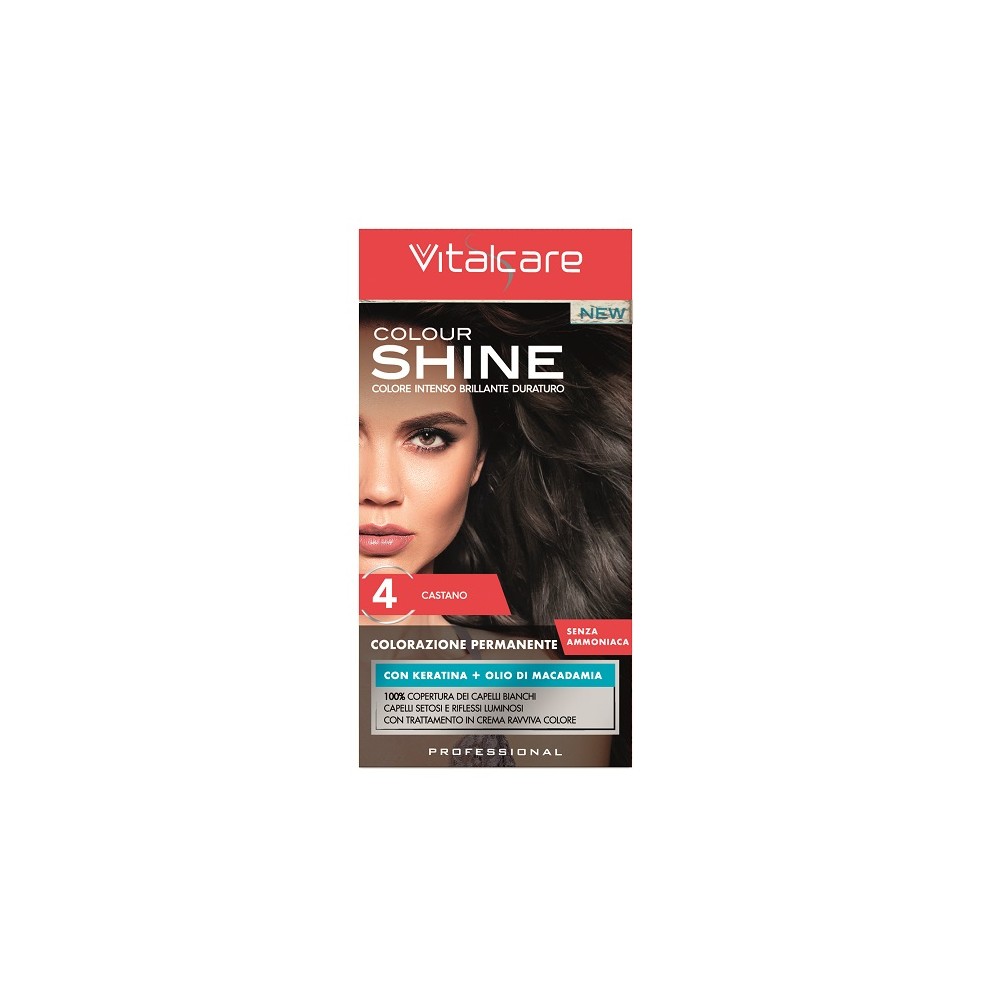 Vitalcare Colour Shine Colorazione Permanente Senza Ammoniaca 4 Castano 