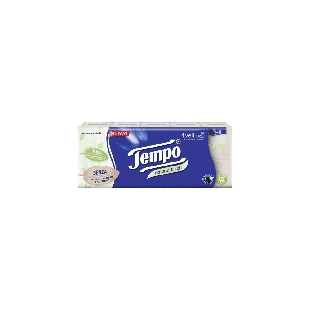 Tempo Fazzoletti Natural&Soft 10 Pacchetti 