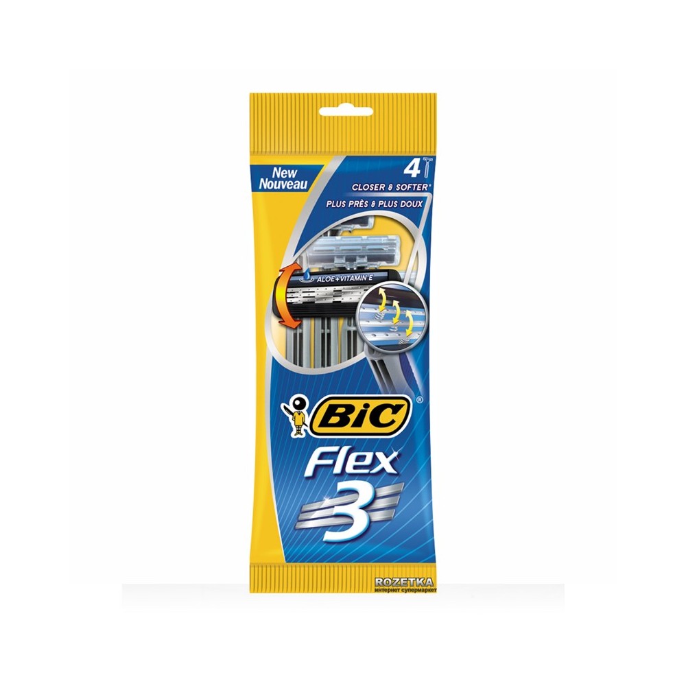 Bic Flex 3 Rasoio Trilama + 4 Lamette Di Ricambio 