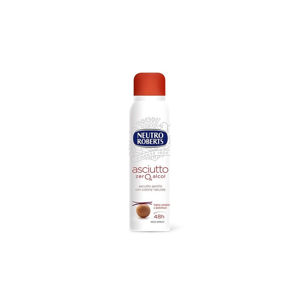 Neutro Roberts Asciutto Zero Alcol Deo Spray Legno Sandalo e Patchouli 150 ml 
