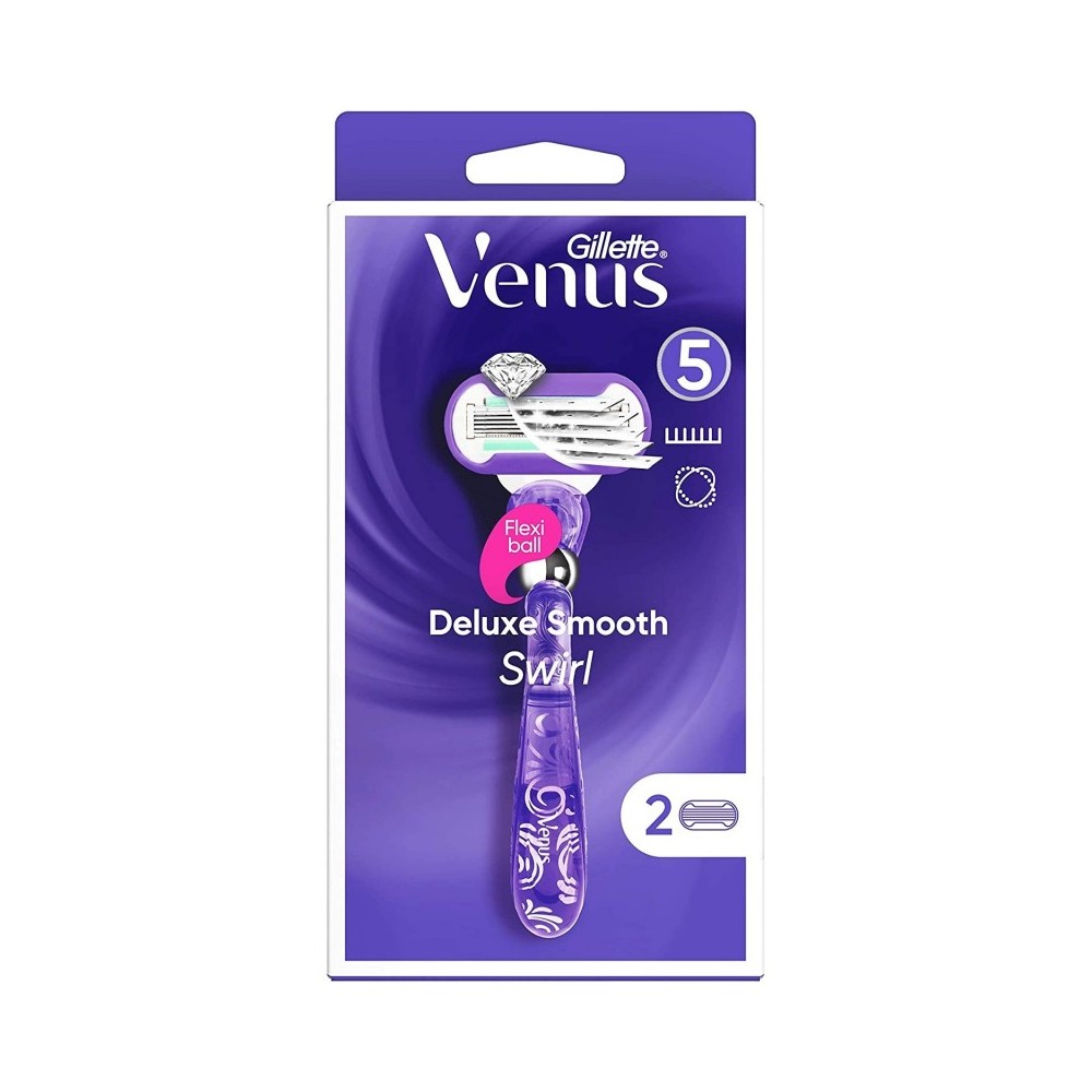 Gillette Venus Deluxe Smooth Swirl Rasoio + 2 Lame 