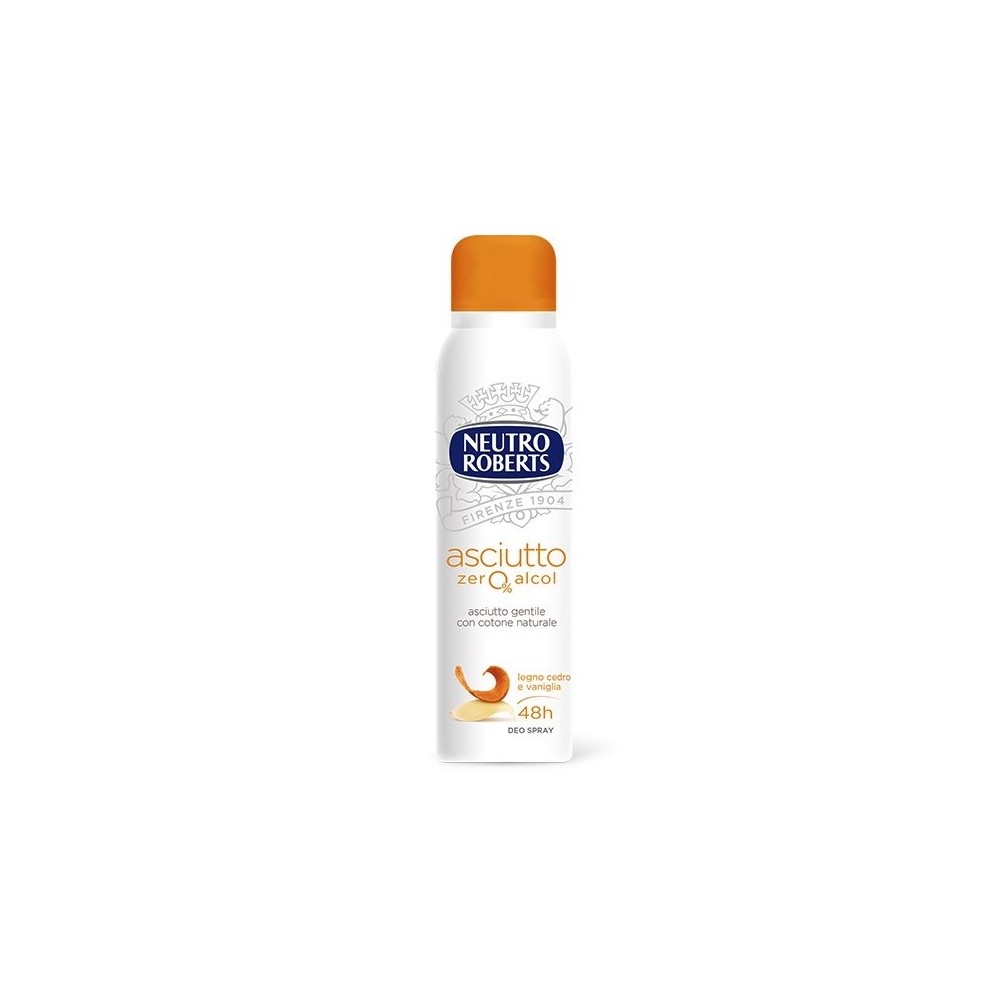 Neutro Roberts Asciutto Zero Alcol Legno Cedro e Vaniglia Deo Spray 150 ml 