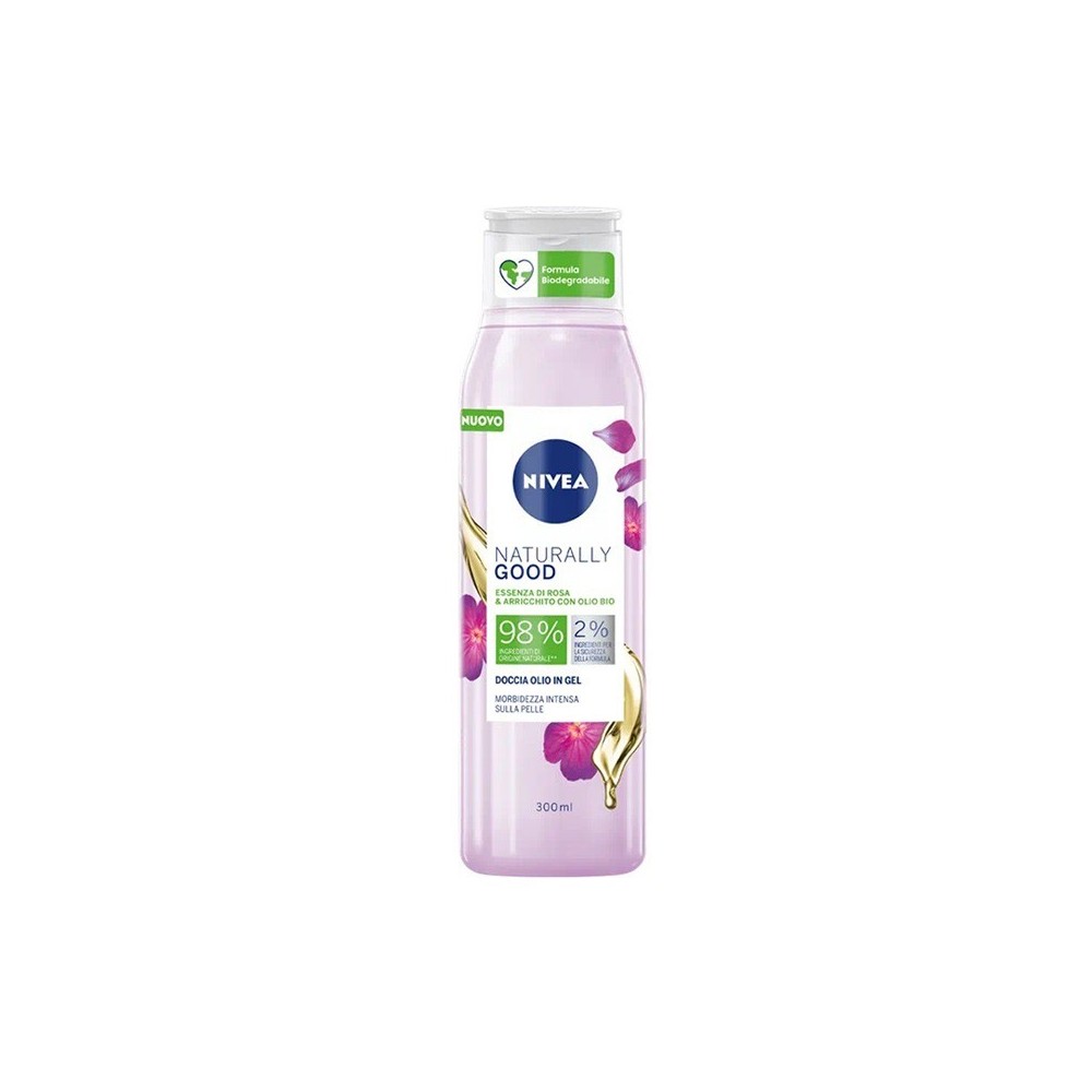 Nivea Naturally Good Doccia Olio Gel Essenza Di Rosa 300 ml 