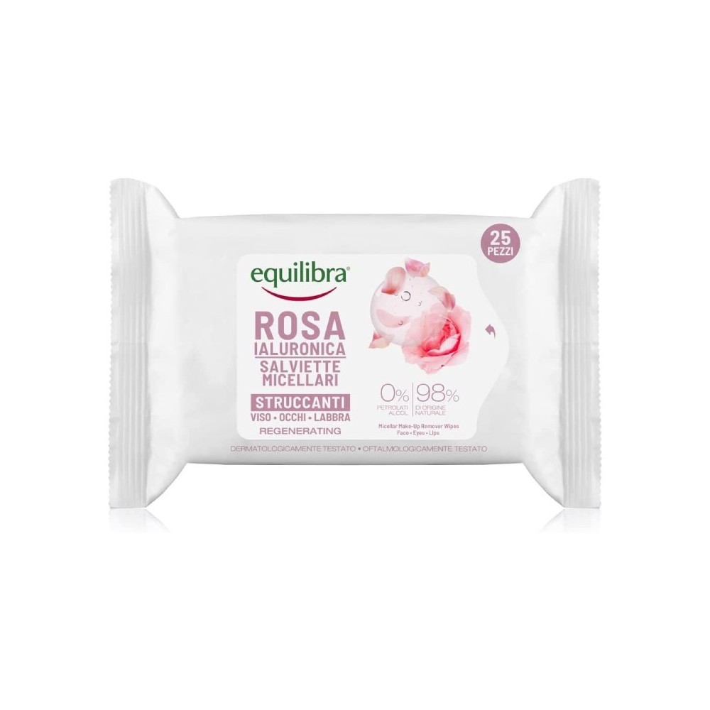 Equilibra Rosa Ialuronica Salviette Micellari Struccanti 25 pz 