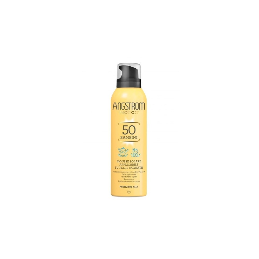 Angstrom Mousse Solare Per Bambini Applicabile Su Pelle Bagnata SPF 50 150 ml 