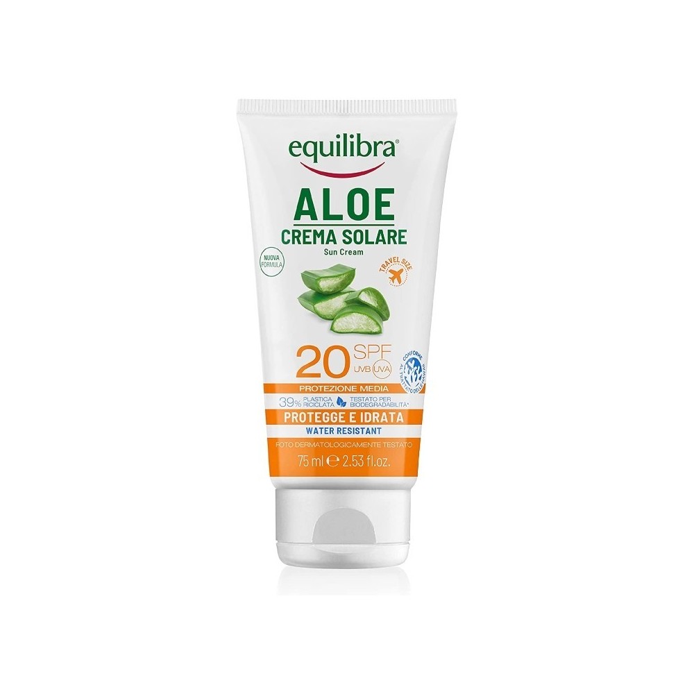 Equilibra Aloe Crema Solare Resistente All'Acqua SPF 20 Travel Size 75 ml 