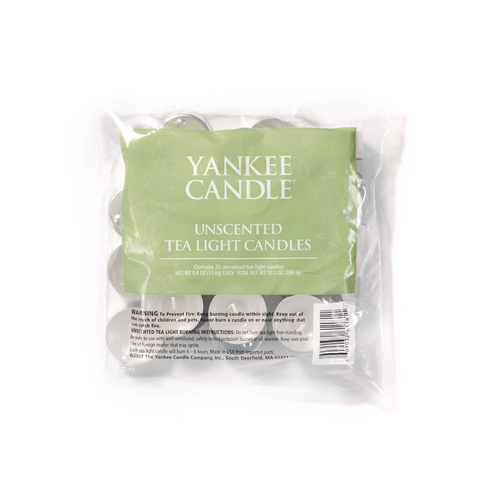 Yankee Candle Tea Light Unscented - 25 Piccole Candele Senza Profumo	25 pz 