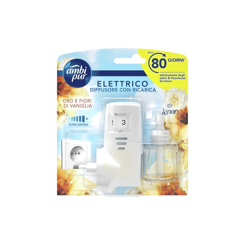 Ambi Pur Diffusore di Fragranza Elettrico Con Ricarica Oro E Fiori Di Vaniglia 