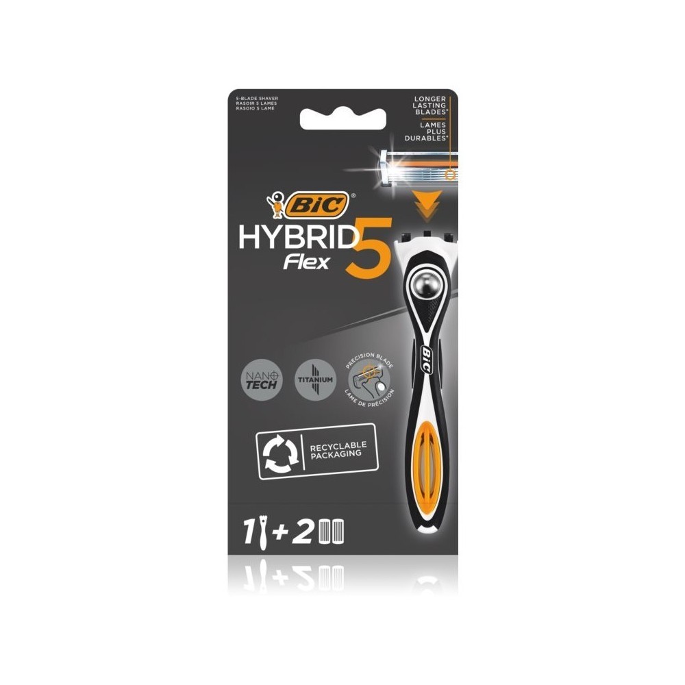 Bic Rasoio Hybrid5 Flex Sistema Manico Piu + Ricambi 5 Lame 