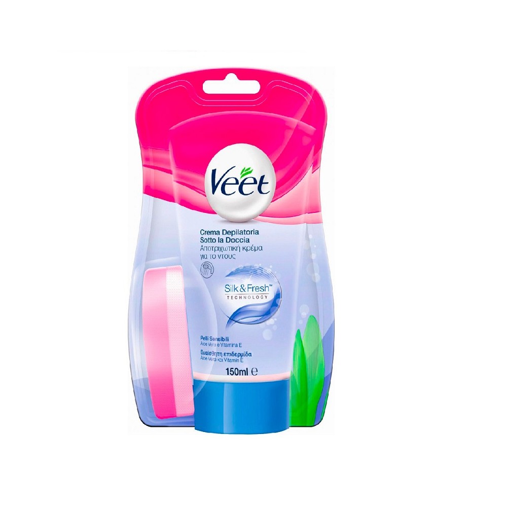 Veet Silk&Fresh Crema Depilatoria Sotto la Doccia Pelli Sensibili 150 ml 