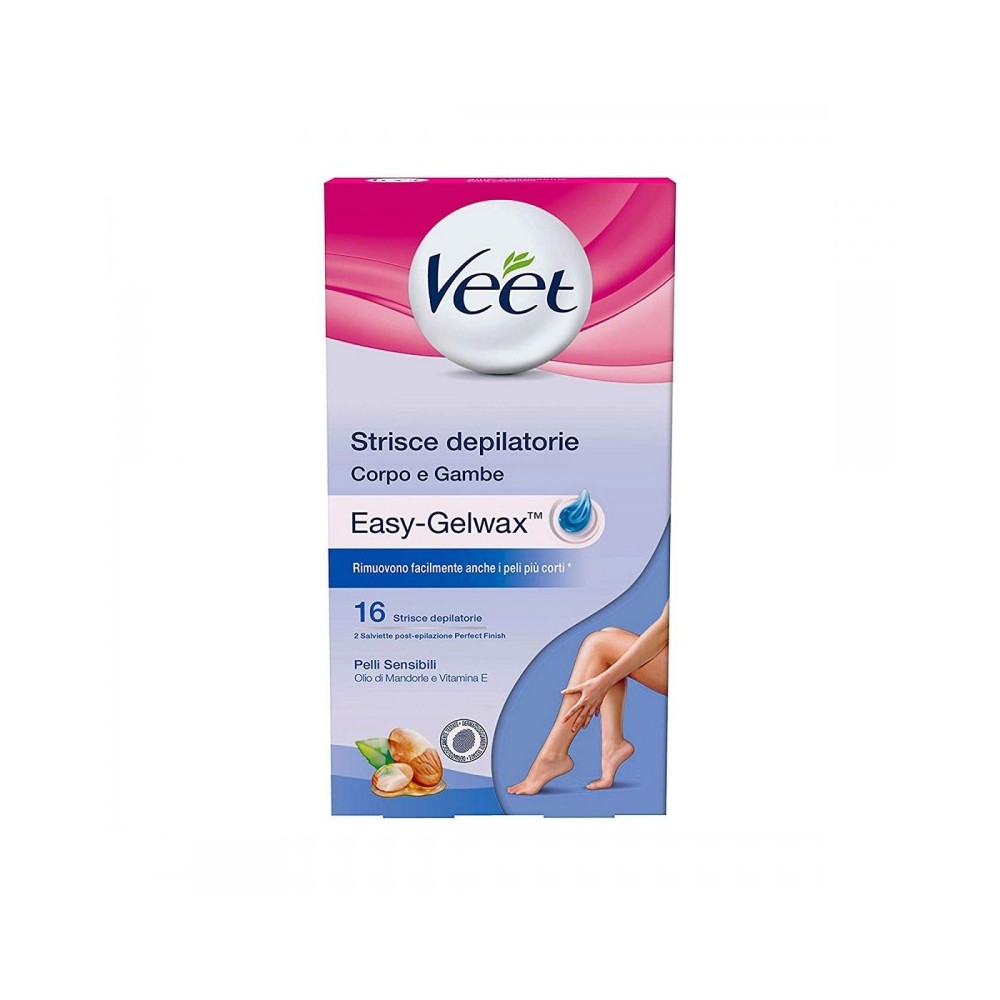Veet Easy-Gelwax Strisce Depilatorie Corpo E Gambe Per Pelli Sensibili 16 pz 