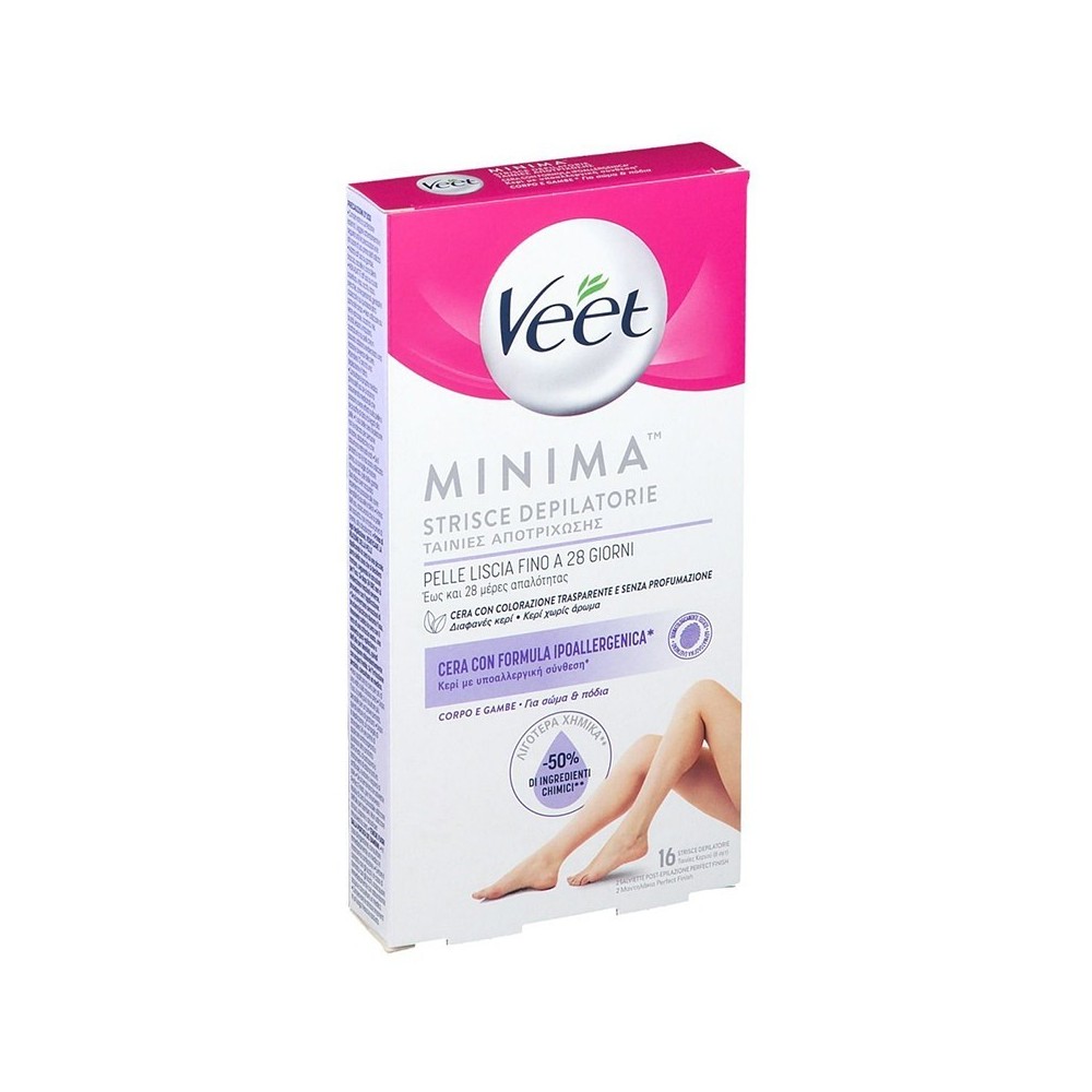 Veet Minima Strisce Depilatorie Corpo E Gambe 16 pz 