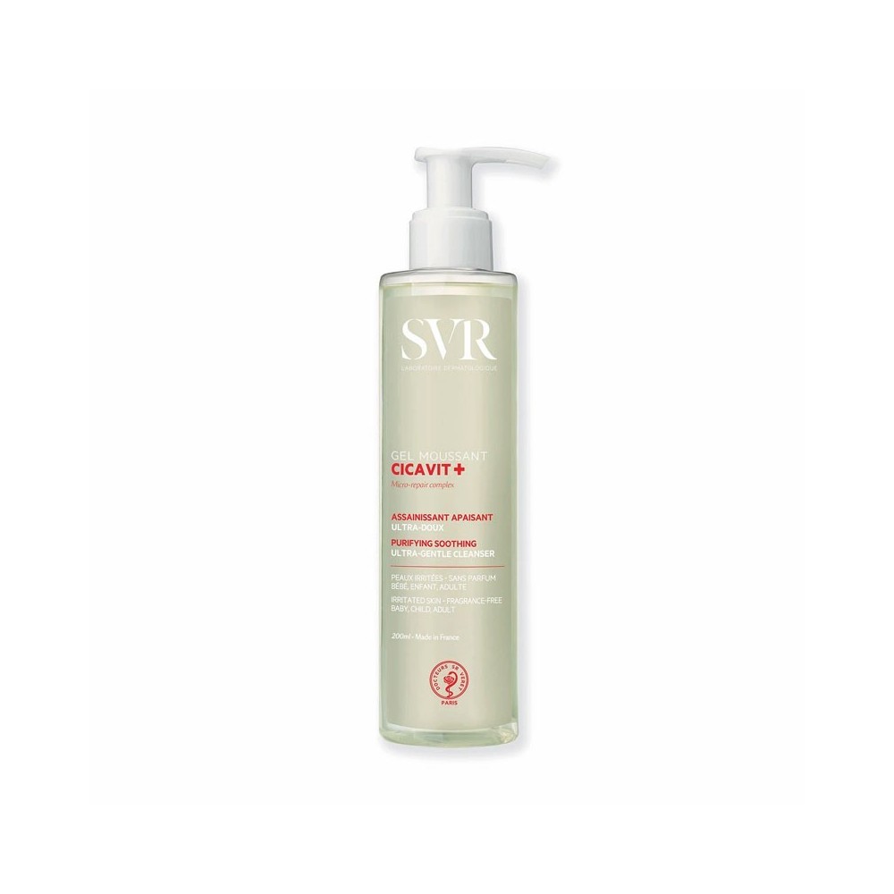 SVR Cicavit + Gel Moussant - Detergente Purificante Lenitivo Ultradelicato Per Cute Lesa 200 ml 