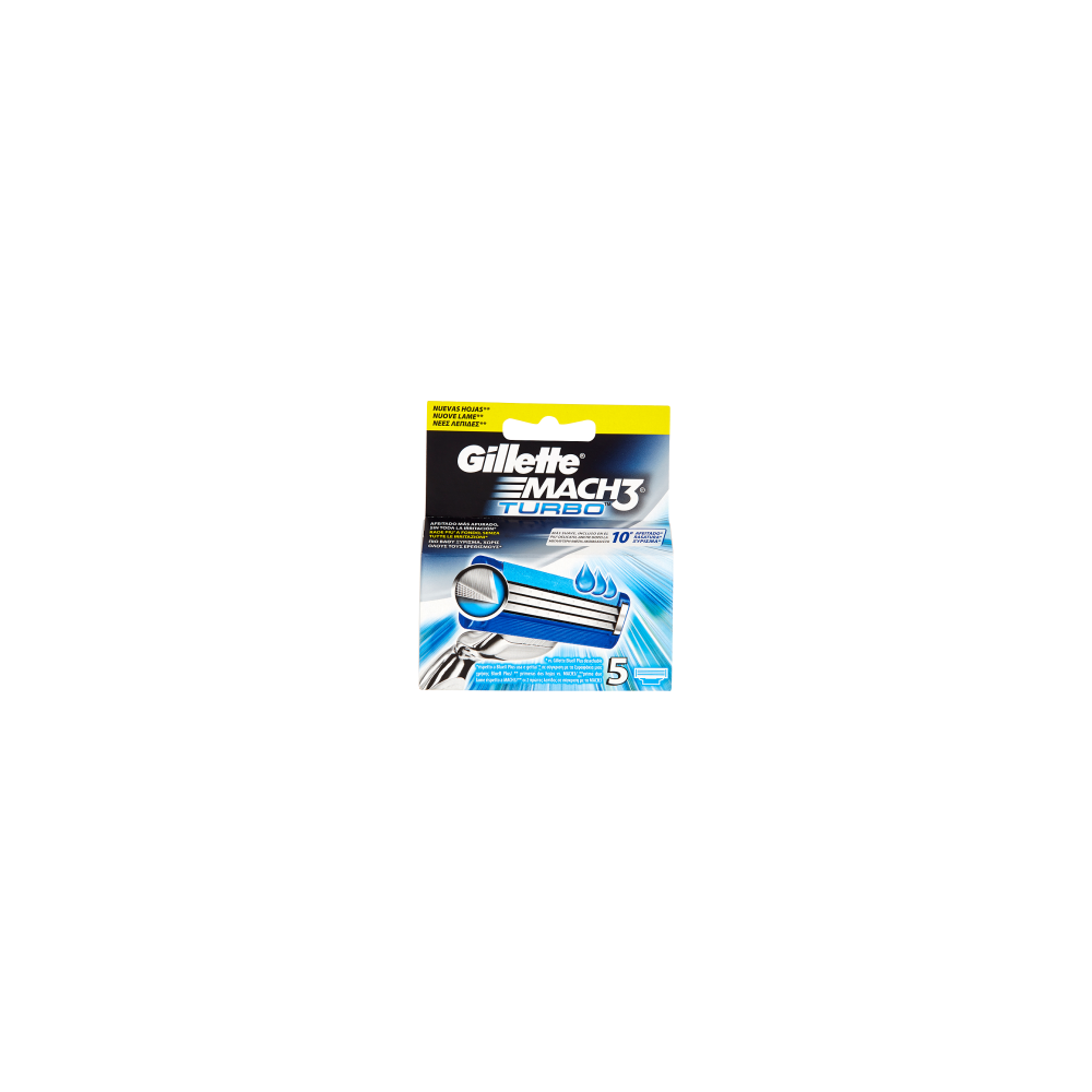 Gillette Mach3 Turbo Lame di Ricambio 4 PZ 