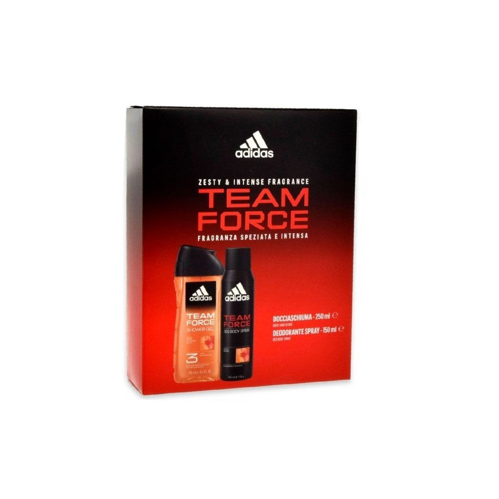 Adidas Team Force Docciaschiuma 250 ml + Deodorante Spray 150 ml Cofanetto 