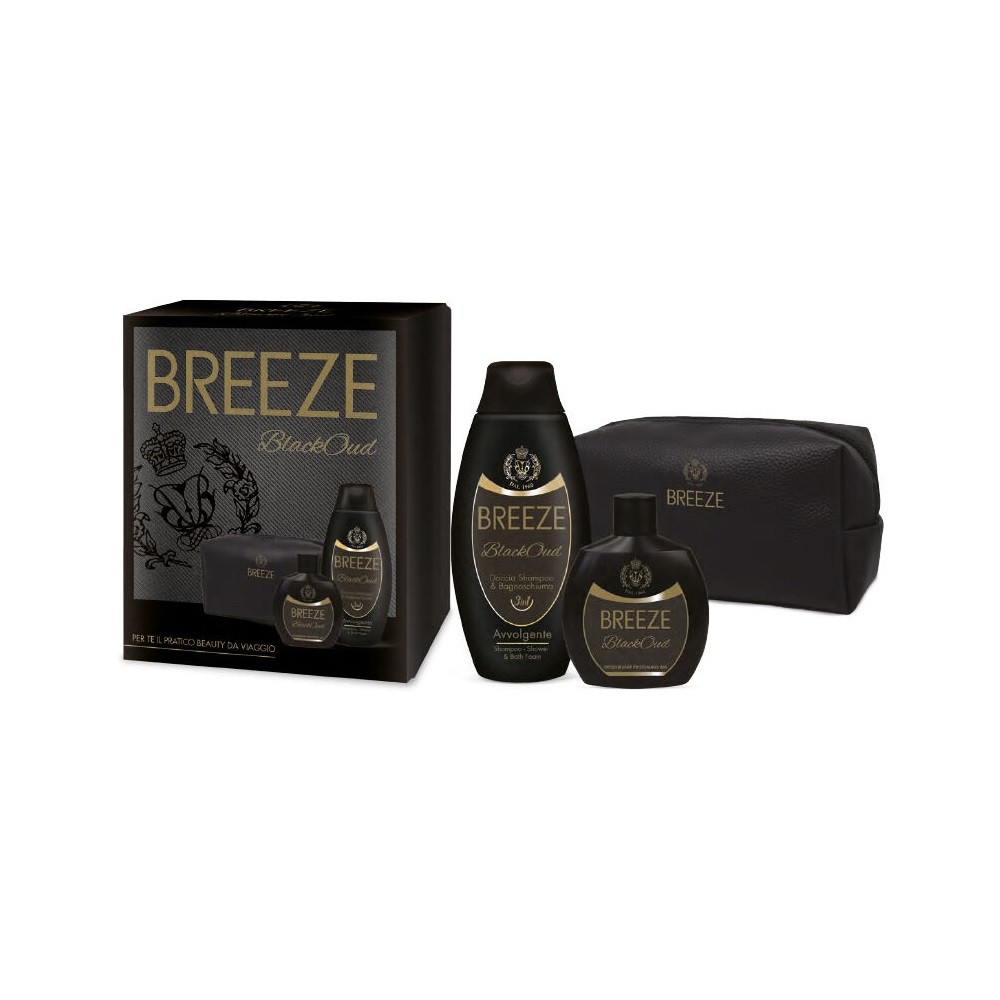 Breeze Black Oud Doccia Shampoo + Deodorante + Pochette Cofanetto Uomo 