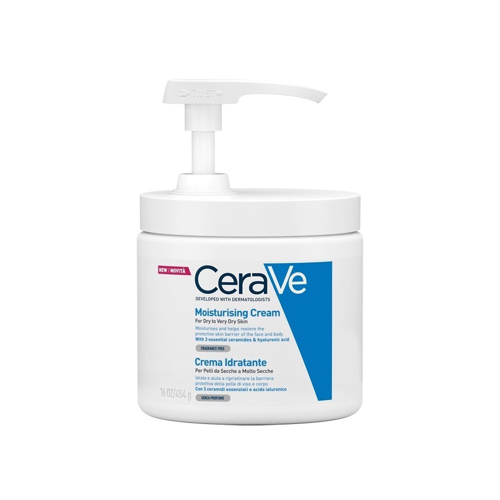 CeraVe Crema Idratante Viso E Corpo Per Pelli Da Secche A Molto Secche Con Dispenser 454 ml 