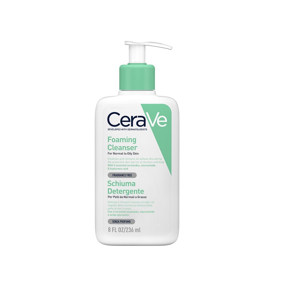 CeraVe Schiuma Detergente Viso E Corpo Per Pelli Da Normali A Grasse 236 ml 