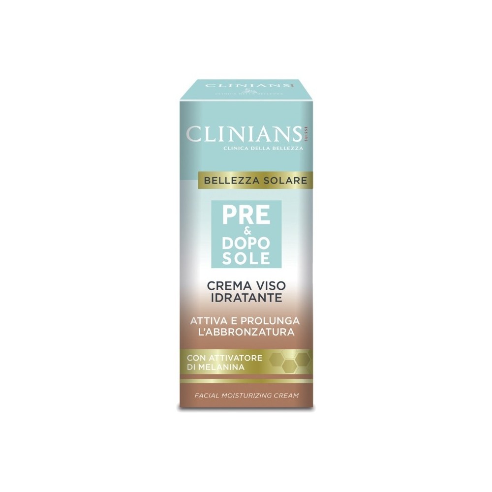 Clinians Pre E Doposole Crema Viso Idratante Con Attivatore Di Melanina 50 ml 
