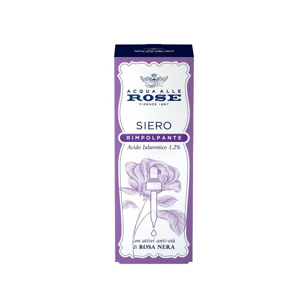 Acqua alle Rose Siero Rimpolpante Con Acido Ialuronico E Rosa Nera 30 ml 