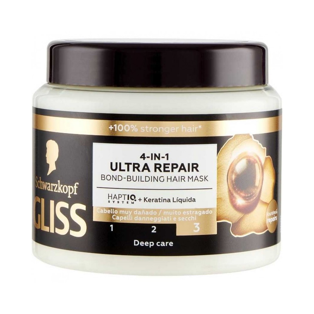 Schwarzkopf Gliss Ultra-Repair Maschera 4in1 Per Capelli Danneggiati E Secchi 400 ml 