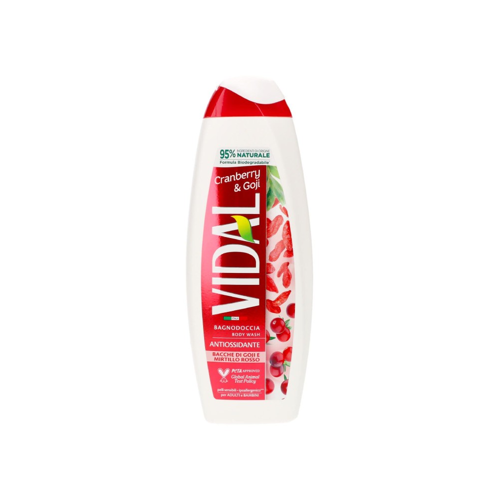 Vidal Cranberry & Goji Bagnodoccia Antiossidante Bacche Di Goji E Mirtillo Rosso 500 Ml 
