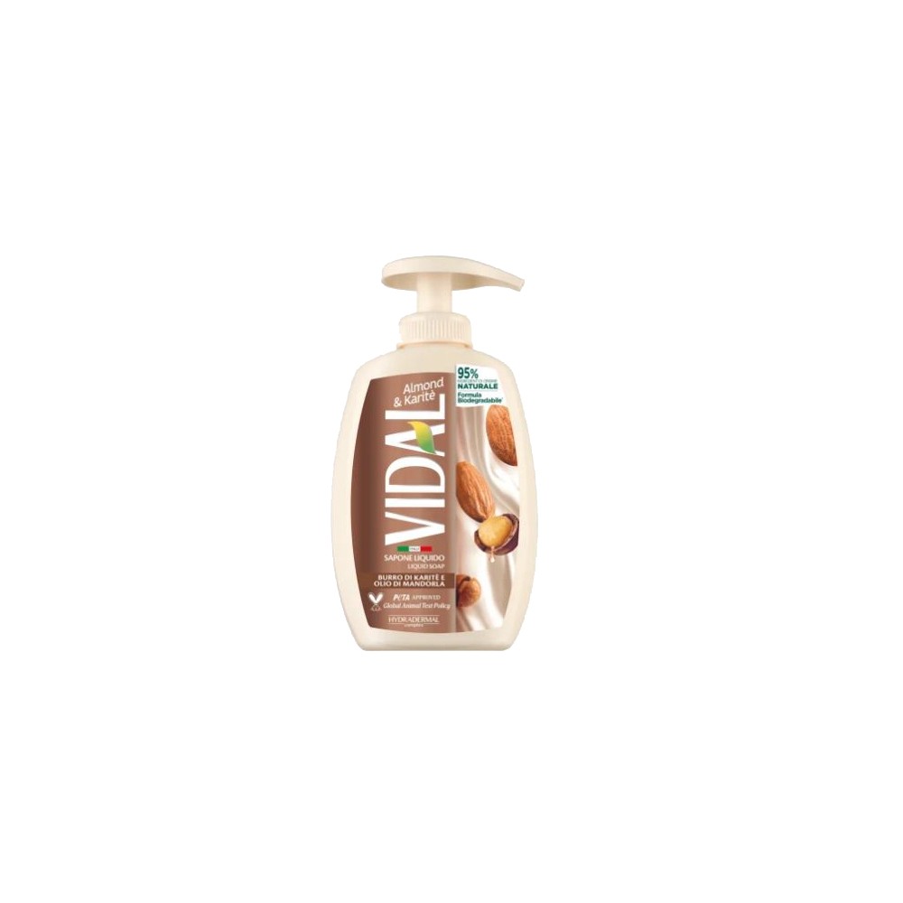 Vidal Almond & Karitè Sapone Liquido Burro Di Karitè E Olio Di Mandorla 300 Ml 