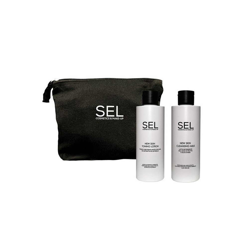 SEL Set Pulizia Viso - Latte Detergente 200 ml + Tonico Esfoliante 200 ml + Pochette 