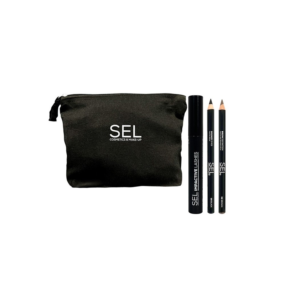 SEL Set Make-Up Occhi Completo 02 - Mascara + Matita Occhi + Matita Sopracciglia + Pochette 
