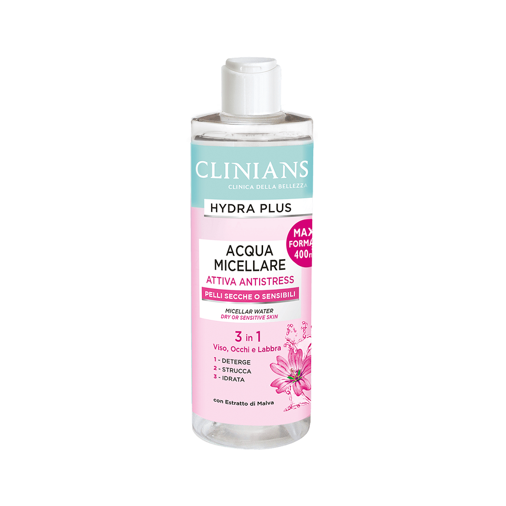 Clinians Hydra Plus Attiva Antistress Acqua Micellare Pelli Secche o Sensibili 400 ml 
