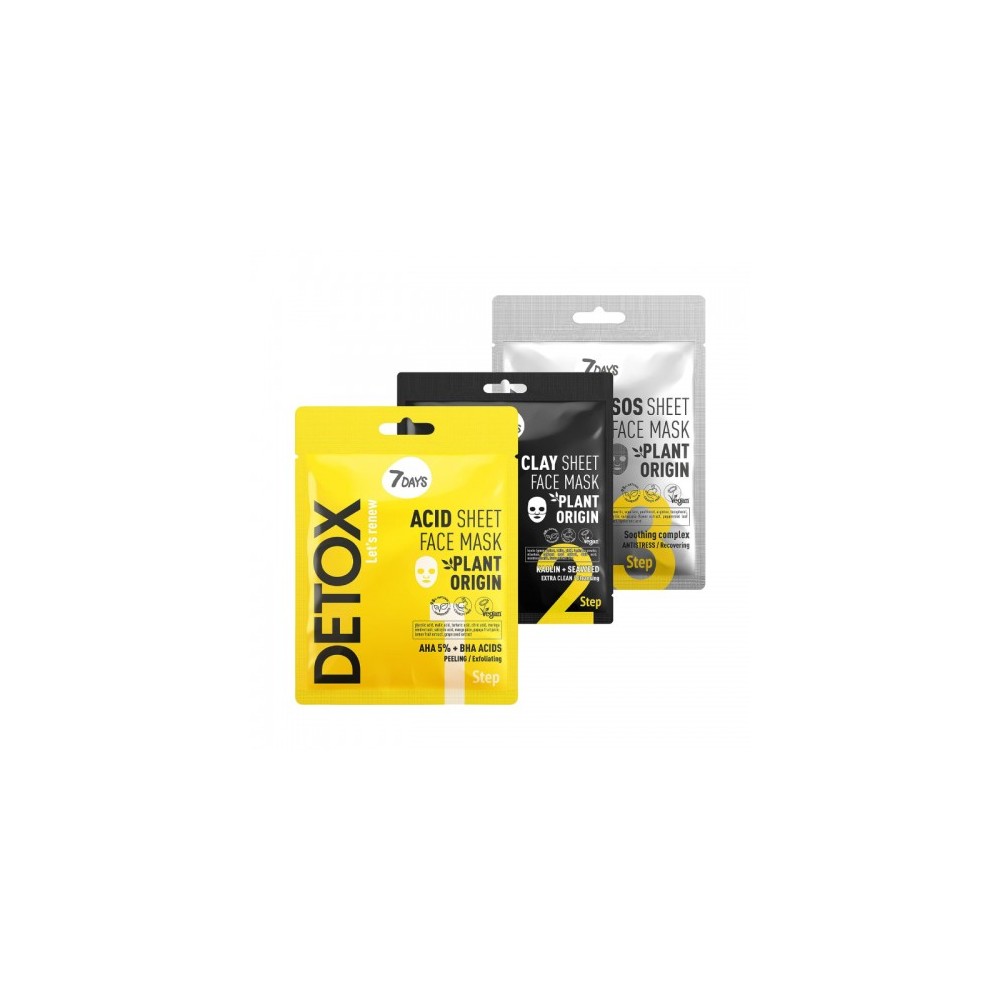 7Days Detox 3 Maschere Viso Purificanti Ed Anti-Et  