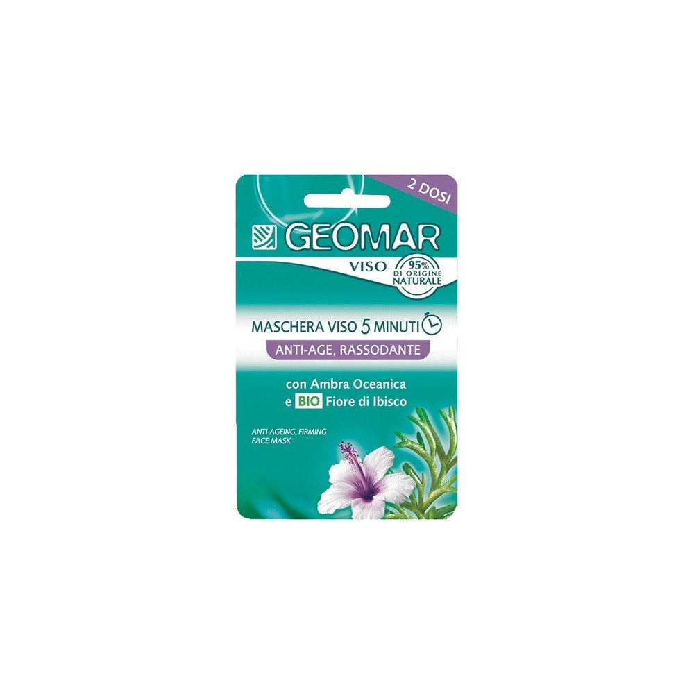 Geomar Maschera Viso 5 Minuti Anti Age Rassodante Con Fiore Di Ibisco Biologico E Ambra Oceanica 2 Dosi 15 Ml 