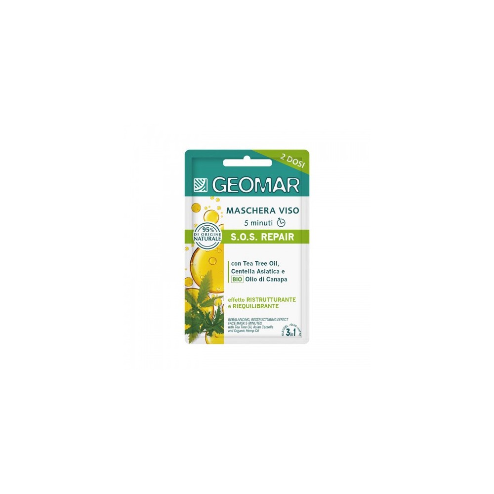 Geomar Sos Repair Maschera Viso Ristrutturante E Riequilibrante 2 Dosi 