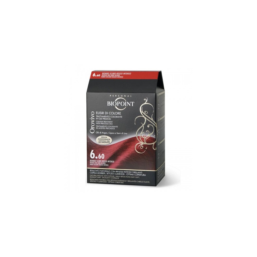 Biopoint Orovivo Elisir Di Colore Tintura Per Capelli N.6.60 Biondo Scuro Rosso Intenso 