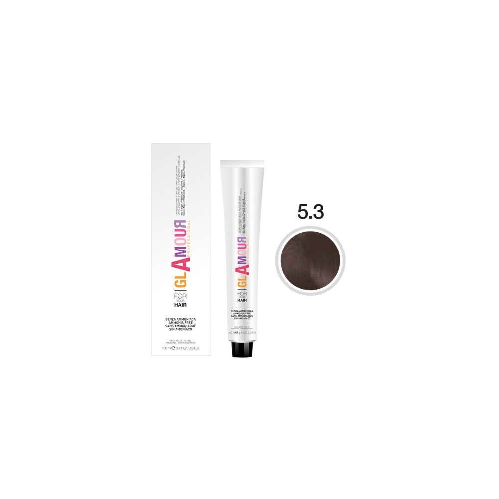 Glamour Ammonia Free Hair Color Cream Crema Colorante Per Capelli N. 5.3 Castano Chiaro Dorato 
