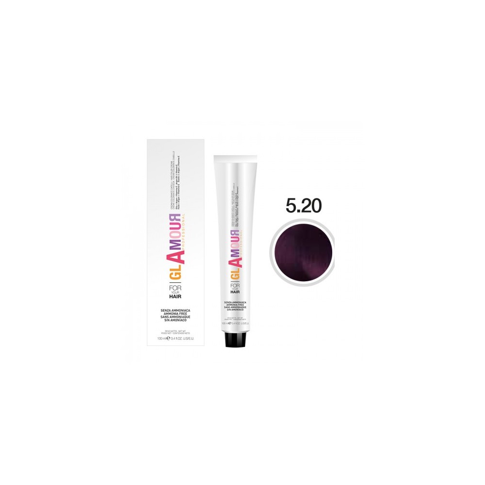 Glamour Ammonia Free Hair Color Cream Crema Colorante Per Capelli N. 5.20 Melanzana 