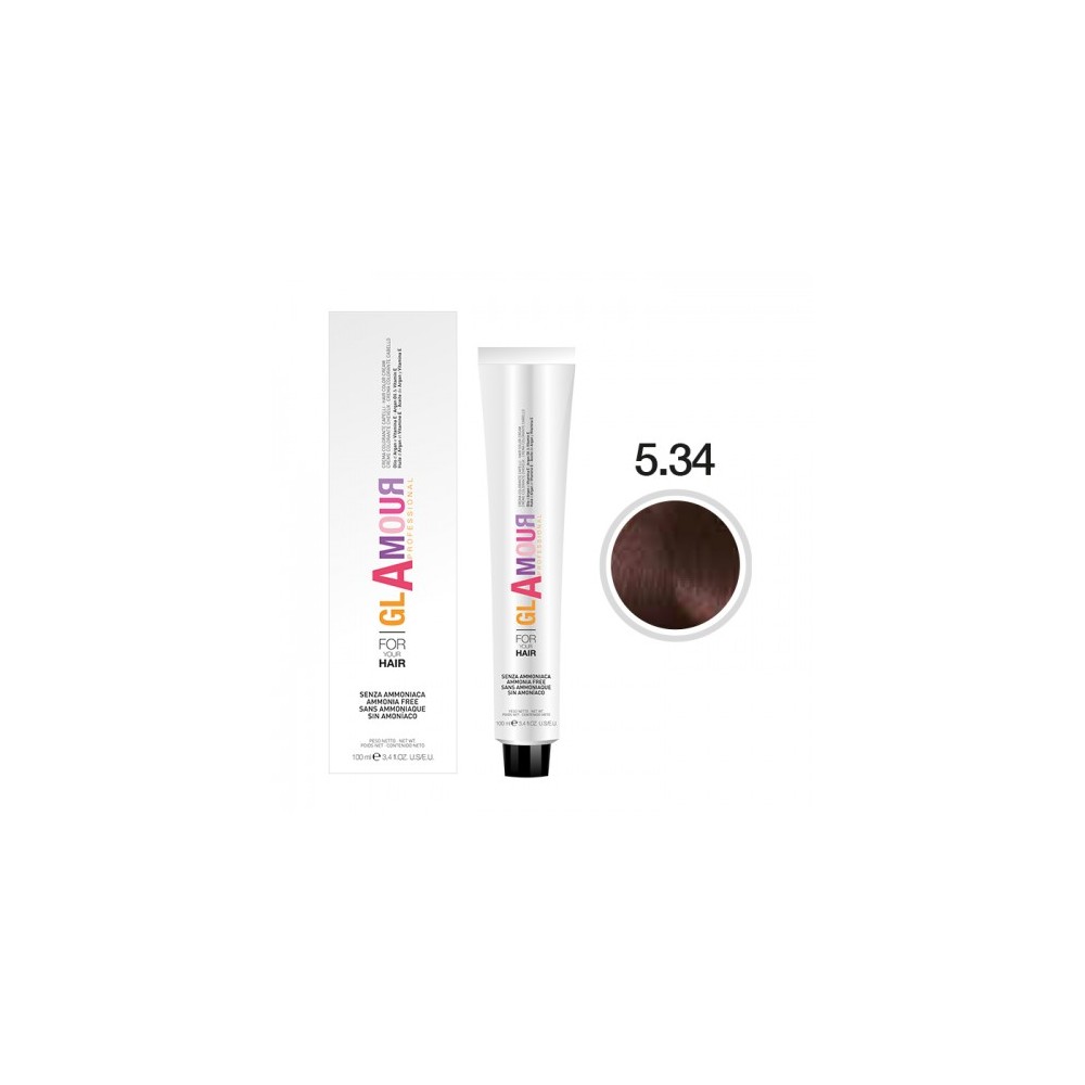Glamour Ammonia Free Hair Color Cream Crema Colorante Per Capelli N. 5.34 Tiziano 